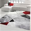 Teppich-Traum Tappeto Moderno Marmo con Design Astratto a Rombi Ondulato in Rosso Grigio - Resistente Größe 140x200 cm