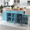 KUAKE Carrello da cucina con piano espandibile, credenza regolabile, portasciugamani e valigetta rimovibile (blu-A)