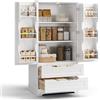 Blishom Credenza Armadio Sideboard Cucina con 2 Doppie Porte e 2 Cassetti, con Ripiani Regolabili, per Soggiorno Sala da Pranzo,120x40x60 cm,Bianco
