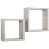 MODULARREDO | GINEVRA Set di 2 Mensole da Muro, Cubi Arredo, Mensole Cubo, Cubi da Parete, Cubi Portaoggetti, 35x35 p15.5 cm, e 30x30 p15.5 cm, Rovere Grigio, Kit Tasselli Incluso - Made in Italy