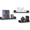 MOHOME Set 3 Mensole Parete Legno Nero MDF Portaoggetti Muro Multiuso Scaffali Decorativi Salvaspazio Casa Ufficio