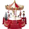 BAKAJI Giostrina di Natale, Giostra Natalizia con Cavalli, Decorazione Addobbo Natalizio Versatile per Casa, Ufficio, Negozio, Vetrine, Esposizione, Villaggio di Babbo Natale con Musica e Luci
