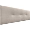 DHOME Testata in Similpelle o Tessuto Acualine Liscio con Bottoni Rivestiti in ALTA GAMMA Testata Letto di Lusso Imbottita Moderna (Tessuto Beige, 150x50cm (Letti 150/160))