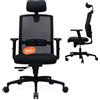 ErgoOtto Nuova Emilia Sedia Scrivania Ergonomica Preassemblata, Sedia Ufficio Compatta per Cameretta, con Supporto Lombare, Poggiatesta e Schienale Reclinabile 4 Posizioni, Made in Italy