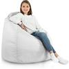 Italpouf Poltrona Sacco XL, Interno ed Esterno, Adulti e Bambini, Riempimento Perle Polistirolo, Sfoderabile, Impermeabile, Bianco, 115x90 cm