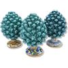 SICILIA BEDDA CAPACI Pigna Siciliana Ceramica di Caltagirone, h 20/22 cm ca. (1Unità) Verderame pennellate con Gambo Decoro Casuale