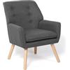 IDMarket - Poltrona scandinava in tessuto grigio antracite NAT