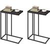 WOLTU Set di 2 Tavolino Laterale da Divano Tavolo da Caffè Supporto Piano D'appoggio in Legno Metallo TSG17dc-2