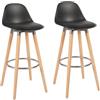 Box and Beyond Set di 2 sgabelli da bar in legno, sedia alta per bar, sedia da cucina - Altezza 91 cm - Sgabello nero con poggiapiedi"