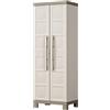 EffeDecor Armadio in Resina Impermeabile 2 Ante Basso,Portascope,Tuttopiani Da Esterno Interno Mobiletto Modulare Salvaspazio Montaggio Facile - Exce (Beige/Tortora, Armadio Portascope)