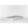 Cangù Letto Contenitore Bed Box da una Piazza e Mezza 120x190, Bianco con Rete a Doghe Ergonomica e Sistema di Sollevamento