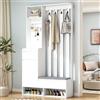 sogesfurniture Set di Guardaroba con 4 Ganci per Abiti, Scarpiera con Cuscino, 2 Cassetti, Scarpiera Multifunzionale per Corridoio con Pannello Magnetico, per Ingresso