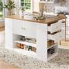 Trdlpyn Isola della Cucina Indipendente con Piano di Lavoro Pieghevole, Armadio con Cassetti e Ripiani, Armadietto a Buffet, Tavolo da Pranzo 140 x70x90cm