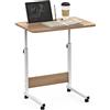Rcynview Scrivania con Ruote, Tavolo Scrivania Altezza Regolabile Mobile Tavolino in legno per Camera da letto, Soggiorno e Camera dei Reparto 60x40 cm Marrone