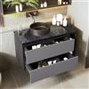 Lcoho Mobile sottolavabo sospeso 80 cm di larghezza, con lavabo in ceramica, con cassetti, design moderno, colore: nero/grigio