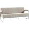 HOMCOM Divano 3 Posti Imbottito in Ciniglia con Doppie Cuciture, Divanetto da Salotto Moderno con Braccioli e Gambe in Acciaio, per Soggiorno, Ufficio e Camera da Letto, 174x75x76 cm, Beige