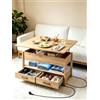 Amveya Tavolino Salotto Moderno Trasformabile, Tavolino da Salotto Moderno Legno, Tavolo Legno Trasformabile, Coffee Table con 1 ascensore e 2 cassetti (100 x 100 x 47.5cm)