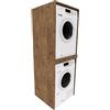 MRBLS_HOME Armadio per lavatrice 66 x 180 x 65 cm (larghezza x altezza x profondità) - Armadio a colonna per lavatrice e asciugatrice - Armadio per lavanderia e bagno (rovere retrò)