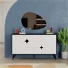 Totò Piccinni Madia Credenza STELLAR in Legno con tre ante e un cassetto (Effetto Marmo Nero/Bianco)