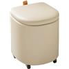 MBNKMEBU Pouf poggiapiedi rotondi con coperchio ribaltabile e ruote, panca portaoggetti multifunzionale, eleganti pouf poggiapiedi con cuscino morbido for il soggiorno(Beige)