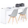 Mobili Fiver, Scrivania Evolution 180x40, Bianco Frassino con Due Gambe e Caricatore Wireless, NO, Scrivania moderna per Camera, Ufficio, Made in Italy
