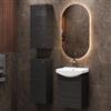Planetmöbel Set di mobili da bagno lavabo con mobiletto 45 x 60 x 33 cm, specchio con illuminazione 50 x 90 cm, 2X armadi midi per WC ospiti, antracite