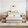 FOERPL Letto con Cassetto, Letto Matrimoniale 160x200 con Contenitore, Telaio del Letto con LED e Porta di Ricarica USB, 4 Cassetti in Ferro, Letto Imbottito in Tessuto di Velluto Morbido, senza