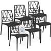 Tomaino - Sedia in Plastica Da Cucina Vague - Set 6 Sedie Plastica Impilabili Per Esterno e Interno - Sedie per Giardino, Soggiorno, Balcone o Bar - Nero