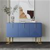 MURUL Moderna credenza a 3 ante con ripiani regolabili, ante a forma di U e maniglie in metallo e base per sala da pranzo e cucina (blu navy)