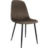 CLP Sedia da pranzo imbottita Maryam, sedia da cucina con schienale e telaio in metallo nero, portata fino a 150 kg Colore:marrone;Materiale:Velluto