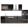 Vicco Cucina componibile Fame-Line, Antracite lucido/oro power oak, 300 cm con armadio alto, senza piano di lavoro, per l'espansione personalizzata tramite moduli aggiuntivi compatibili