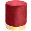 Tata Home Pouf Sgabello Cilindrico Velluto con Anello Dorato per Salotto o Camera Cameretta Pouff Poggiapiedi di Design Moderno (Bordeaux)