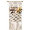 HUOGEE Arazzo da parete macramè, 27 cm (larghezza) x 82 cm (lunghezza), stile bohémien, decorazione da parete, portariviste, realizzato a mano, organizer in cotone per arazzo.