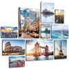 Giallobus - Set 10 Quadri Multi Pannello - Città Famose - Legno MDF - - 2 x 42x29,7cm - 4 x 29,7x21cm - 4 x 21x14,85cm - - Pronti da Appendere - Quadri Moderni per la casa