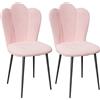 Rcynview Set di 2 Sedia Pranzo Sedie Sala da Pranzo Moderne con Schienale dal Design a Curvatura a Petalo, Sedie Cucina Velluto, Gambe in Metallo, per Sala da Pranzo Soggiorno Cucina, Rosa fresco, 41x46x91cm