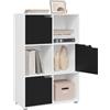 WOLTU Libreria Armadio a 6 Cubi con Ante Mensola di Legno | Portadocumenti Scaffale per Casa e Ufficio Porta Libri CD, Bianco + Nero