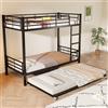 Lexiou 90 x 200 cm e 90 x 190 cm, letto a castello, adatto per bambini e ragazzi, con letto estraibile, quattro griglie laterali sul letto superiore, in ferro