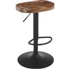WOLTU Sgabello da Cucina, Sgabello da Bar per Colazione in Legno Massiccio, Sgabello da Banco Regolabile in Altezza, Sgabello Girevole a 360° con Poggiapiedi, Marrone Rustico, BH413vbn-1