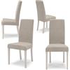 REDÒKASA Set 4 sedie imbottite MADE IN ITALY EDI per sala da pranzo, cucina, soggiorno, design moderno, struttura robusta in legno in tinta, schienale e seduta rivestiti con tessuto sfoderabile (4, Beige)