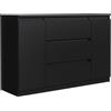 MebLocker Cassettiera con 3 Cassetti e 2 Ante - Settimino 120x80x40 cm - Cassettiera Salvaspazio per la Camera da Letto e Soggiorno - Armadio con Cassetti dal Design Moderno - Nero