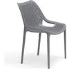 REDÒKASA Sedia in polipropilene modello FARO, impilabile, idrorepellente, resistente ai raggi UV, design moderno, ideale per sala da pranzo, cucina, sala d'attesa, bar, ristoranti, veranda o giardino (Grigio)
