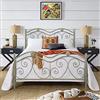 SISA srl LETTO MATRIMONIALE 170X120X195 cm con RETE MATRIMONIALE 160x190 cm, Letto Ferro Battuto, Modello Gardenia, Colore Beige Anticato (Sfumature Oro), Rete in Doghe Matrimoniale, 13 Doghe in Legno