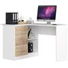 AKORD Scrivania ad Angolo B-16 con 3 Cassetti e 2 Ripiani | Scrivania Computer| Scrittoio | Scrivania ad angolo per l'ufficio in casa | Montaggio facile | 124x77X85 CM | 48 kg Bianco/Rovere Sonoma
