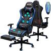 Douxlife Sedia da Gaming con Massaggio a 7 Punti, Sedia da Ufficio Ergonomica Schienale Regolabile 90-175°, Bracciolo 2D Regolabile, Poltrona da Gaming per Adulti, Portata 150-180 kg, Nero Blu