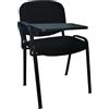 SEDIAOFFICE - Sedie Ufficio Senza Ruote con Bracciolo e Tavoletta, Sedia Scrivania per Studio, Sala Riunioni e Conferenze, Comoda Sedia Ufficio in Tessuto (1 Bracciolo con Tavoletta, Nero)