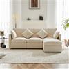 Kebnor Design moderno, divano in ciniglia, divano a tre posti, divano a quattro posti, divano ad angolo a forma di L con poggiapiedi, adatti per appartamenti (beige)