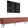 3E 3xE living.com Mobile TV - mattone - 170 x 52 x 32 cm - Gambe inclinate nere - Stile moderno