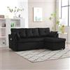 KAZZIO Divano letto multifunzionale con vano portaoggetti e letto estraibile, divano letto sostituibile con chaise longue, divano a L modulare (nero)
