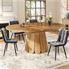 Terahanda Tavolo da pranzo allungabile, tavolo da cucina, tavolo da balcone, tavolo rotondo in legno, allungabile a ovale, 118-158 cm, capacità fino a 6 persone, colore marrone