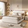JiaOyu Letto imbottito 140 x 190 cm, Letto contenitore idraulico con stazione di ricarica USB, letto matrimoniale con rete a doghe e testiera imbottita, letto per ragazze e ragazzi, senza materasso